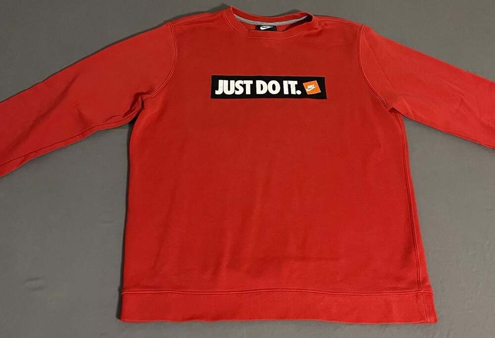 Nike Mens Large Just Do It Fleece Crewneck Sweatshirt Red Box Logo NSW 928699